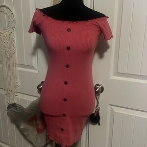 Pink off the shoulder dress